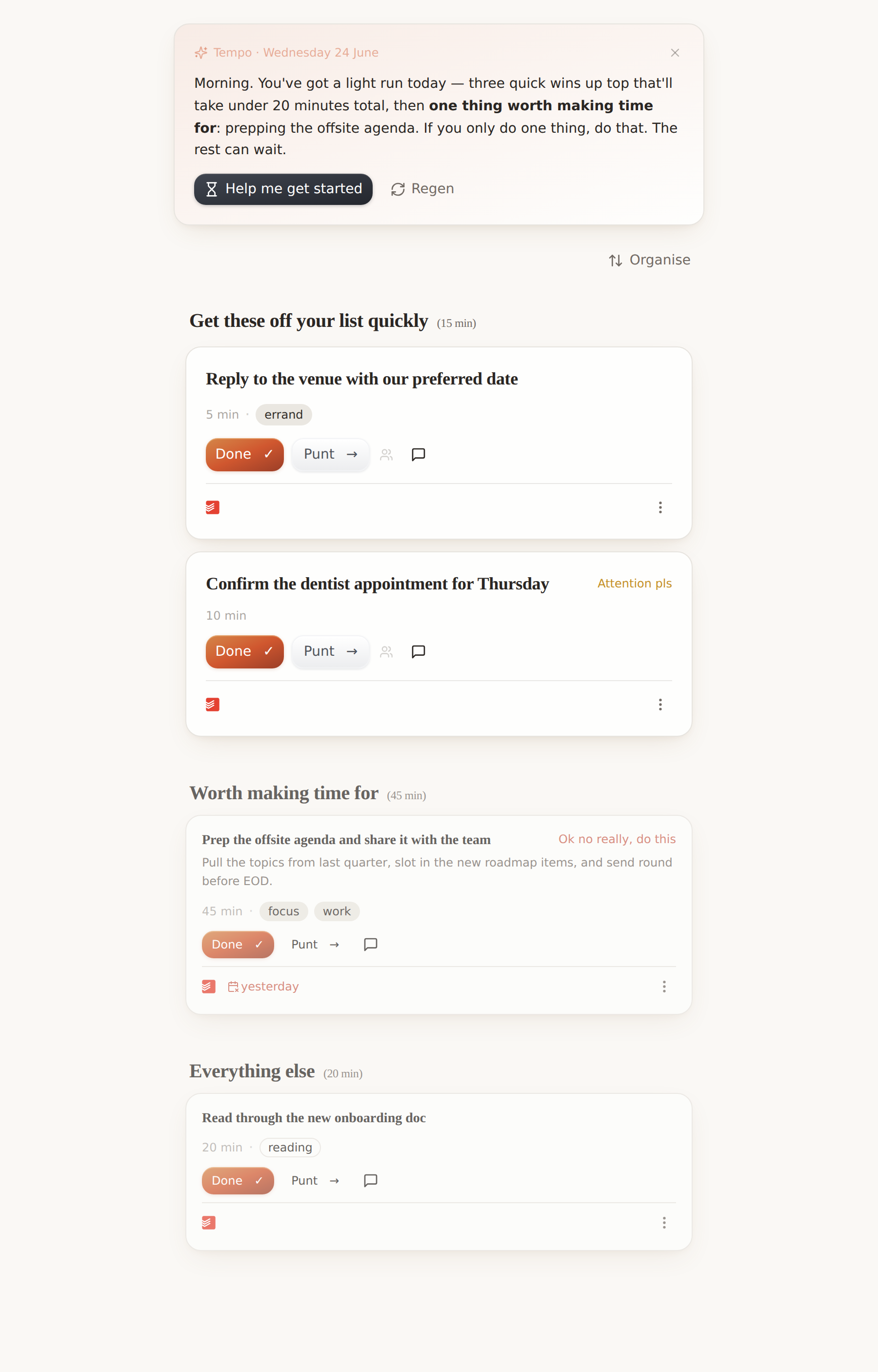 The same Dashboard at desktop width: the column sits centred in the wider canvas.