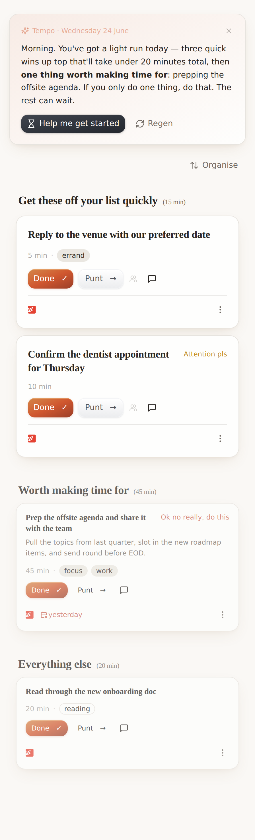 The Dashboard at phone width: cards fill the screen edge to edge, text wraps into the narrow column.